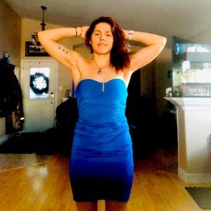 Seductions blue strapless mini dress